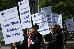canadian diplomats picket outside canada’s embassy in washington, d.c.